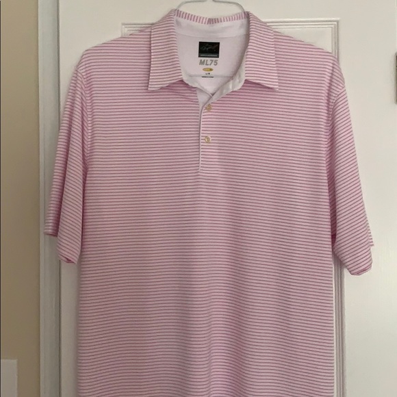 Greg Norman Pink and White Golf Polo - Picture 2 of 2